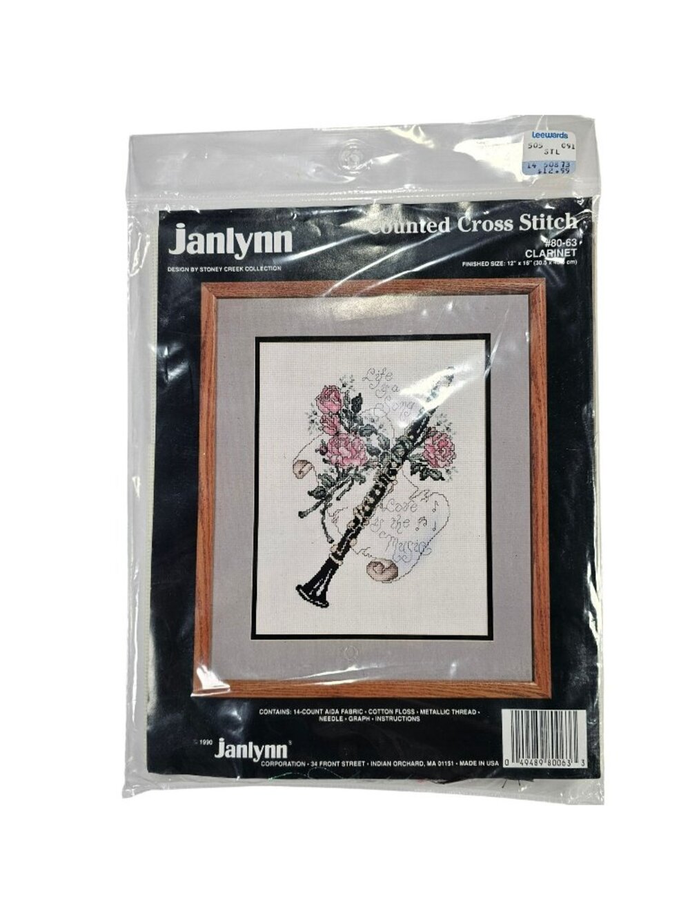Janlynn Counted Cross Stitch Kit #80-63 Clarinet 12x16" Stoney Creek 1990 NEW